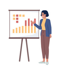 Poster - manager showing infographic semi flat color vector character. editable figure. full body person on w