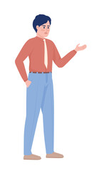 Poster - Arguing employee semi flat color vector character. Angry office worker. Editable figure. Full body person on white. Simple cartoon style illustration for web graphic design and animation