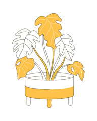 Poster - Large monstera plant flat color linear vector object. Tropical houseplant. Editable element. Full sized item on white. Cartoon style thin line illustration for web graphic design and animation