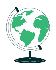 Poster - Earth globe model flat color linear vector object. Educational supplies. Editable element. Full sized item on white. Cartoon style thin line illustration for web graphic design and animation