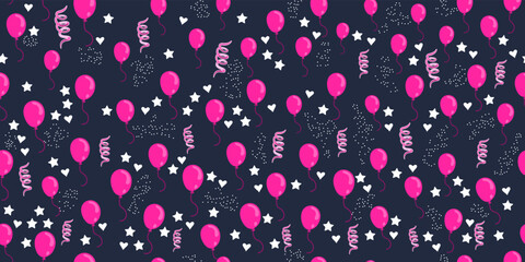 Poster - Pink balloons. Pattern for print and interior design, wallpaper, gift wrapping. Seamless pattern with balloons.