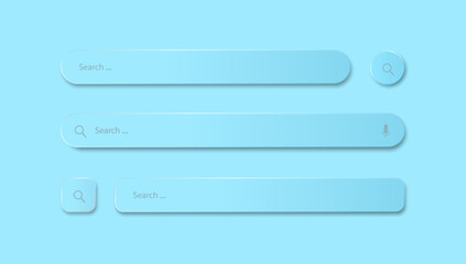 Poster - A set of search strings of different shapes on a blue background. Realistic search icons. Vector illustration.