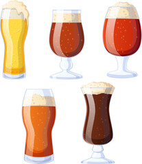 Wall Mural - beer glass set cartoon. pint mug, bar alcohol, drink cup, pub foam, liquid draft beer glass vector illustration