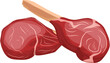 lamb meat cartoon. raw food, red butcher cooking, fresh bone, rosemary ingredient lamb meat vector illustration