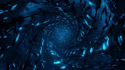 Wall Mural - Camera movement in a tunnel with swirling lights. Flashing to the beat of the music lights in the tunnel. vj loop