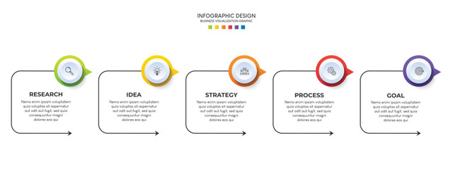 Steps business data visualization timeline process infographic template design with icons