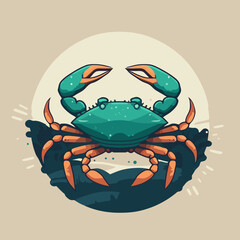 Wall Mural - crab character logo mascot in vector cartoon style illustration sea animal