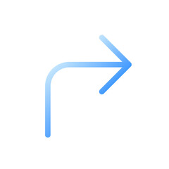 Sticker - Right turn arrow flat gradient two-color ui icon. Following direction. Road sign. Finding route. Simple filled pictogram. GUI, UX design for mobile application. Vector isolated RGB illustration