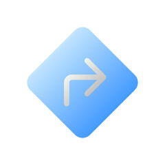 Poster - Road sign with turning right direction flat gradient two-color ui icon. Traffic control. GPS. Simple filled pictogram. GUI, UX design for mobile application. Vector isolated RGB illustration