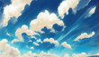 blue sky with clouds, anime style, comic style