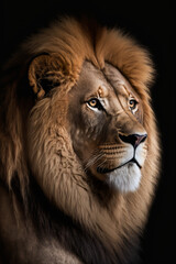 Wall Mural - Portrait of a lion with a dark background