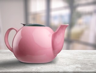 Canvas Print - traditional ceramic teapot for hot water