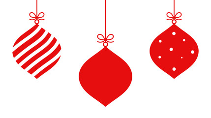 Wall Mural - christmas red hanging ornaments isolated on white background.