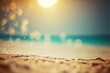 Tropical summer sand beach and bokeh sun light  Generative AI