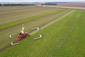 Sticker - Autonomous harvester on the sugar beet field. Digital transformation in agriculture