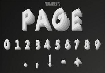 Turning pages style font design numbers. Pages numbers vector illustration.