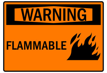 Flammable combustible material warning sign and labels