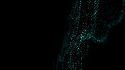 Aufkleber - Wave of dots and weave lines. Abstract background. Network connection structure. 3d rendering.