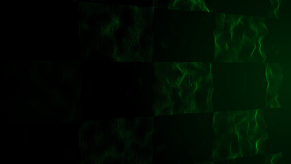 Poster - Textured wave of particles. Visualization of technological connections. Molecular connection of particles in space. A wave of atoms. 3d rendering.