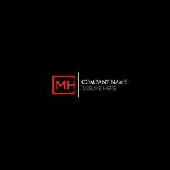 Fototapete - MH letter logo design on black background. MH creative initials letter logo concept. MH letter design. MH letter design on black background. MH logo vector.
