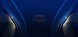 © Pramote - Luxury curve golden lines on dark blue  background with lighting effect copy space for text. Luxury design style.