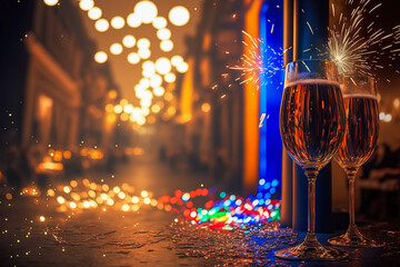 Celebration toast with champagne,New year party concept with 