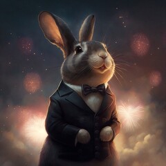 Poster - rabbit in the night sky