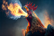 Big rooster spitting fire