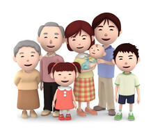 Family Of 3 Generations. 3D Illustration
3D Illustration, Big Family Portrait Of 3 Generations.
Mother And Father, Grandpa, Grandma,daughter And Son,  With Baby Happiness Lifestyle. 