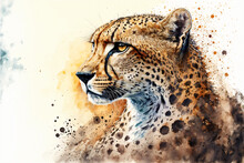 Watercolor Painting Of A Beautiful Cheetah