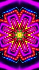 Poster - Flying under arches painted with multicolored light. Vertical looped Kaleidoscope video