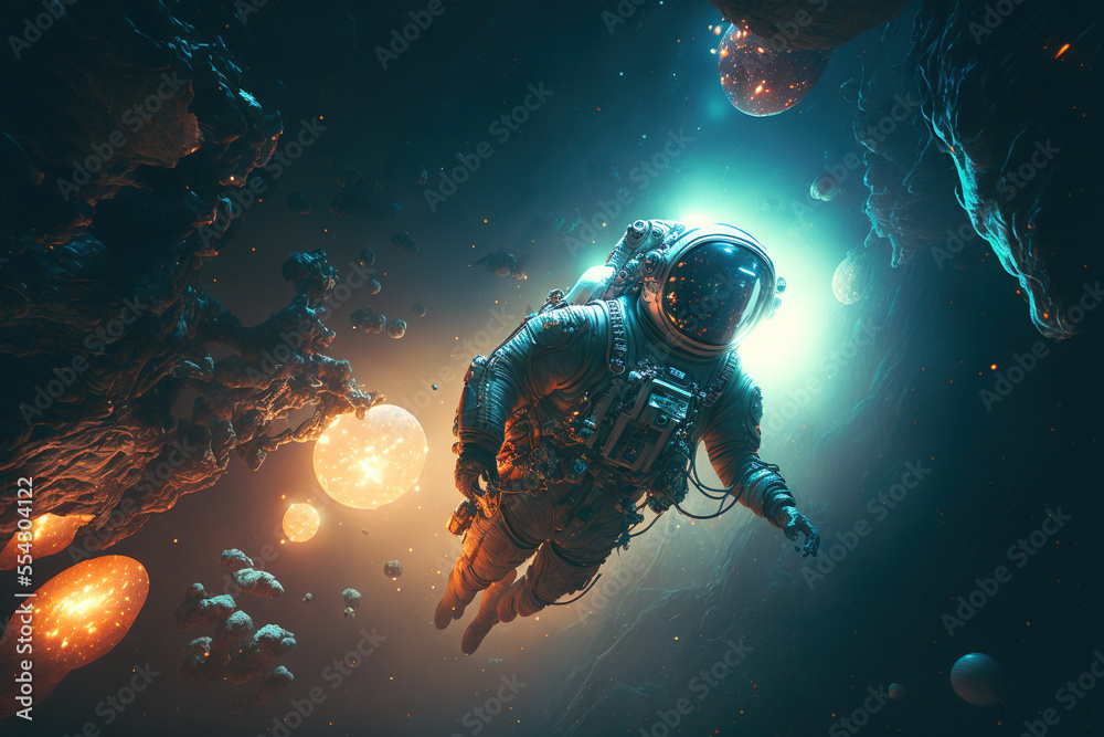 astronaut in the space Stock Illustration | Adobe Stock