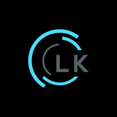 Fototapete - LK logo monogram isolated on circle element design template, LK letter logo design on black background. LK creative initials letter logo concept. LK letter design.
