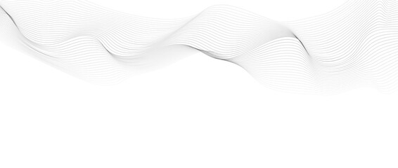 Wave line background with smooth shape. Beautiful wavy line on a white background. Horizontal banner template. Abstract futuristic template. Chrome technological wallpaper.