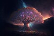 © QuietWord - divine tree with glitter glow light, tree of the universe, tree of life