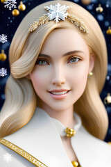 Poster - portrait of a beautiful blonde in a winter mood. generative ai.