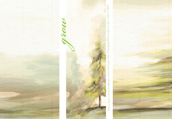 Grow in Grace & Knowledge - Pine Trees Impressionistic Digital Illustration/Painting/Design - 
2 Peter 3:18 KJV - Backdrop/Background/Wallpaper