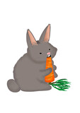 szary królik z marchewką