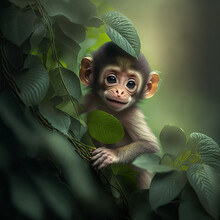 Photo Of An Adorable Baby Monkey In The Jungle