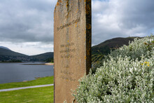 A Stone Plaque Stands At The End Of The Caledonian Canal Near Corpach, Scotland; Corpach, Scotland
