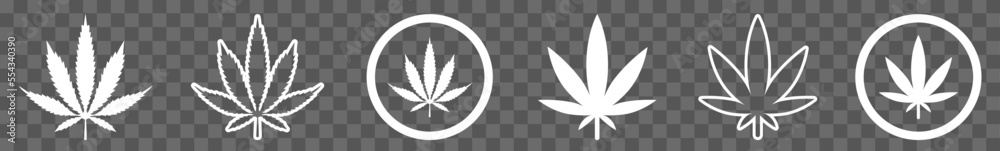 Cannabis Leaf Icon White Set | Cannabis Leaves Vector Illustration Logo ...
