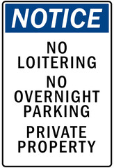 Wall Mural - Parking-no parking sign no loitering no overnight parking private property