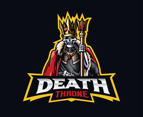 Wall Mural - Death king mascot logo design. Skeleton king vector illustration