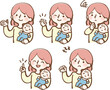 主婦と赤ちゃんの表情セット　イラスト