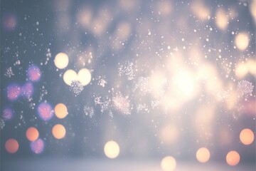 Poster - Bokeh lights, background with snow.