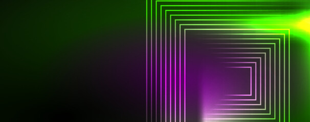 Aufkleber - Neon glowing lines and angles, magic energy space light concept. Vector illustration for wallpaper, banner, background, leaflet, catalog, cover, flyer