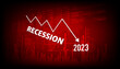 economic recession in 2023 Graphs and slumping stock markets show the global economic crisis in 2023. The effects of inflation, war, epidemics. EPS10 vector.	
