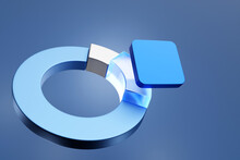 Blue Pie Chart With Several Divisions And Place For Your Text, 3D Illustration