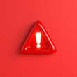 Red triangle warning sign exclamation mark, 3D rendering illustration