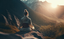 Woman Lifestyle Balanced Practicing Meditate And Zen Energy Yoga, Generated AI